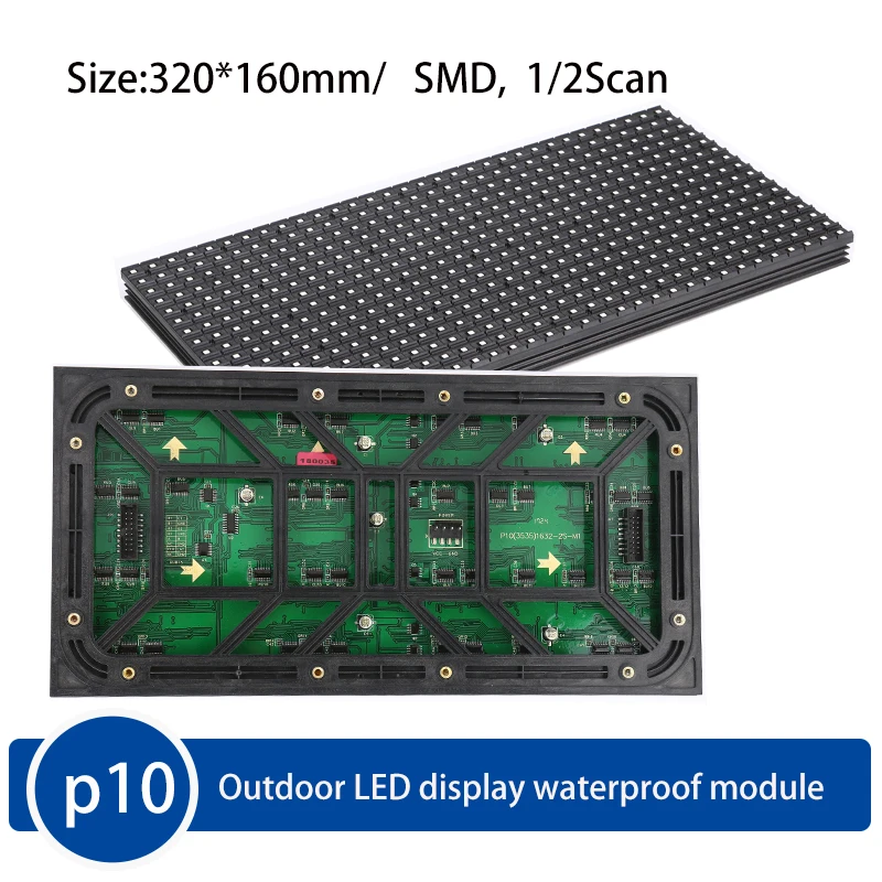 18Pcs/Lot P10 RGB Full Color Outdoor LED Display Waterproof Module 320 * 160mm 32*16pixels SMD3535,1 / 2 Scan Led Panel