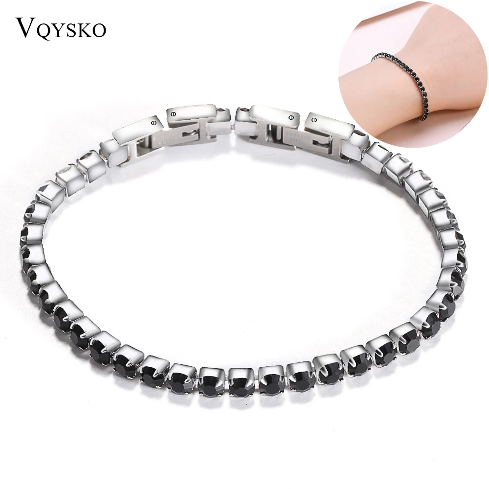 Bright Cubic Zirconia Bracelets For Women Gift Stainless Steel Chain Crystal Charm Bracelet Bangle Bijoux Jewelry Wholesale