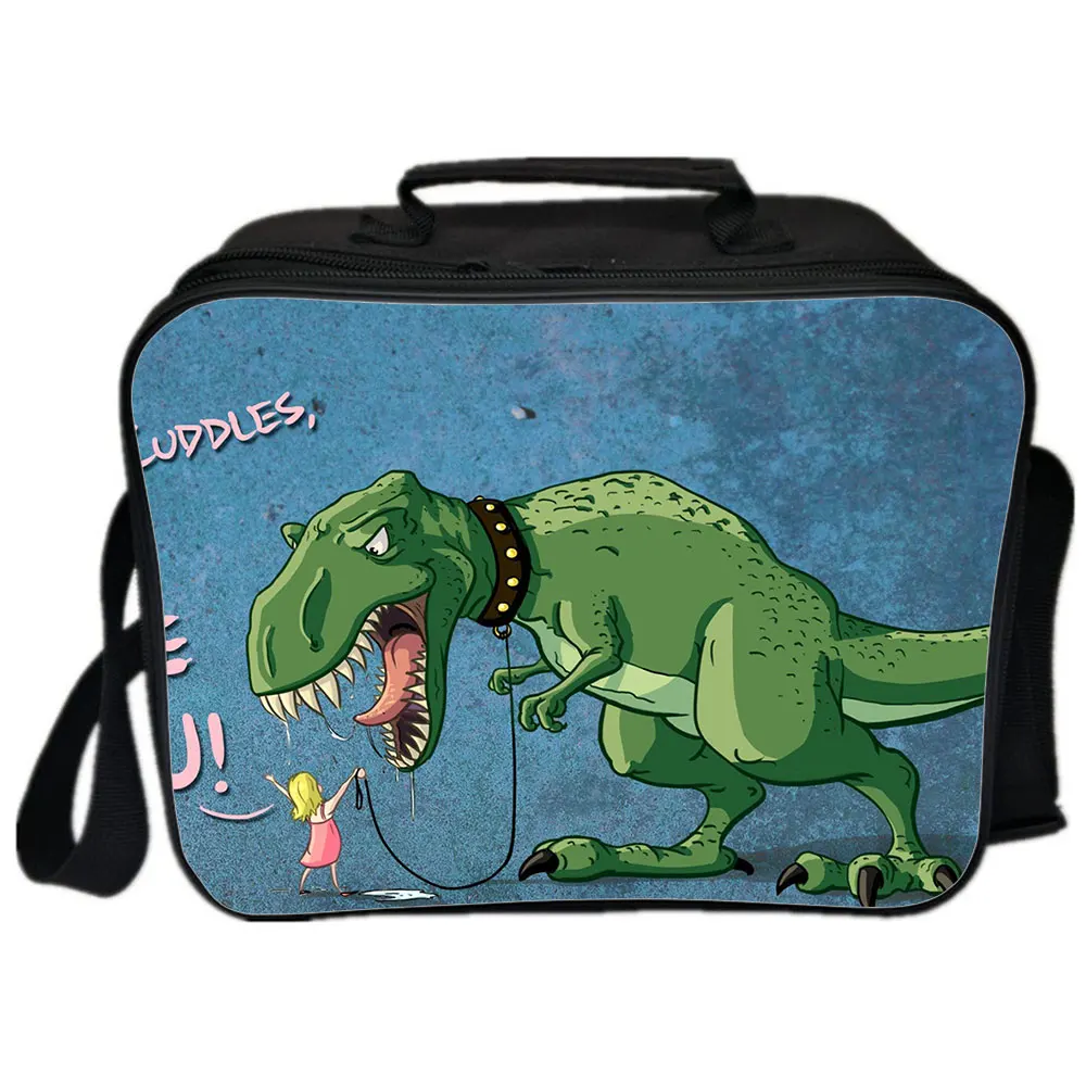 Dinosaur Backpack Camping Shoulder Bag Japanese Cartoon Picnic Bag Handbags Portable Insulated Canvas Lunch Bags For Women