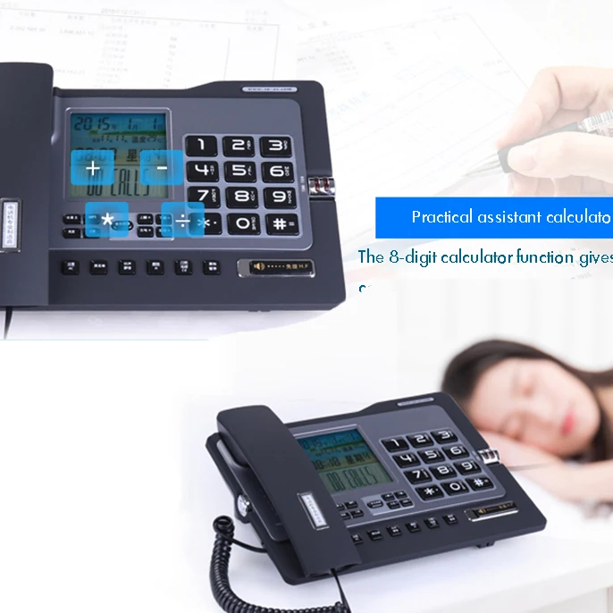 High quality Business fixed Phone  Caller ID Telephone  PBX Office Phone home landline black coffee mute big LED screen