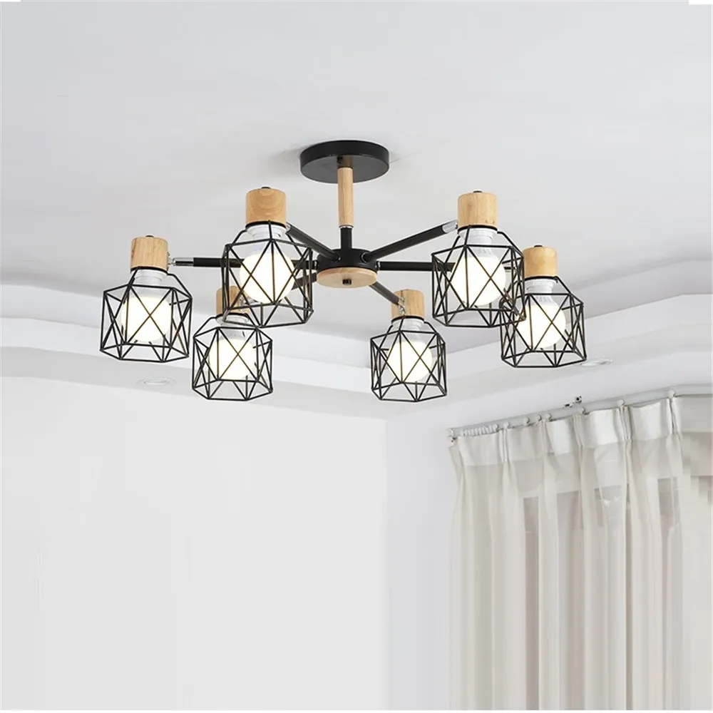 Vintage  Chandeliers Adjustable Lustre For Living Room Bedroom Kitchen Wood Chandelier Lighting Home Decor Lighting Fixtures