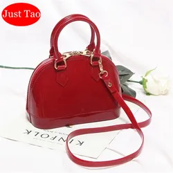 Just Tao!  30 Candy Colors Shell bags Woman's PVC shoulder bags Teenagers Mini size Messenger Bags Kid's Small Totes  JT071-1