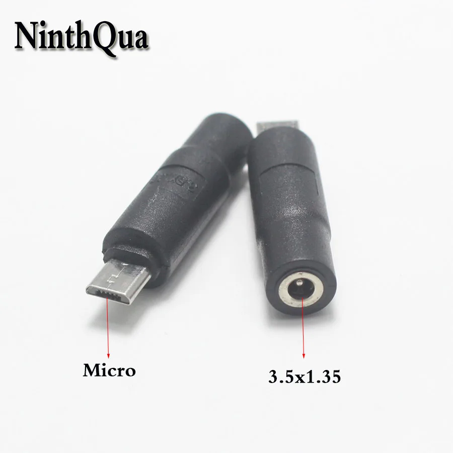 1pcs Micro USB Male Plug to 3.5*1.35mm Female DC Power jack Charging Connector for Table Lamp Beauty Instrument ext