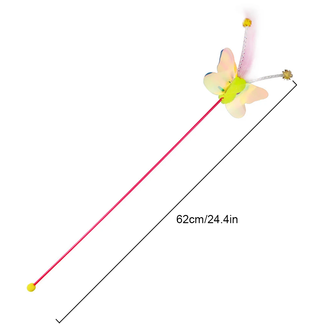 Plastic Pet Cat Toy Cat Wand Funny Dragonfly Carrot Butterfly Wand Cat Catcher Teaser Stick Cat Interactive Toys for Cats Kitten