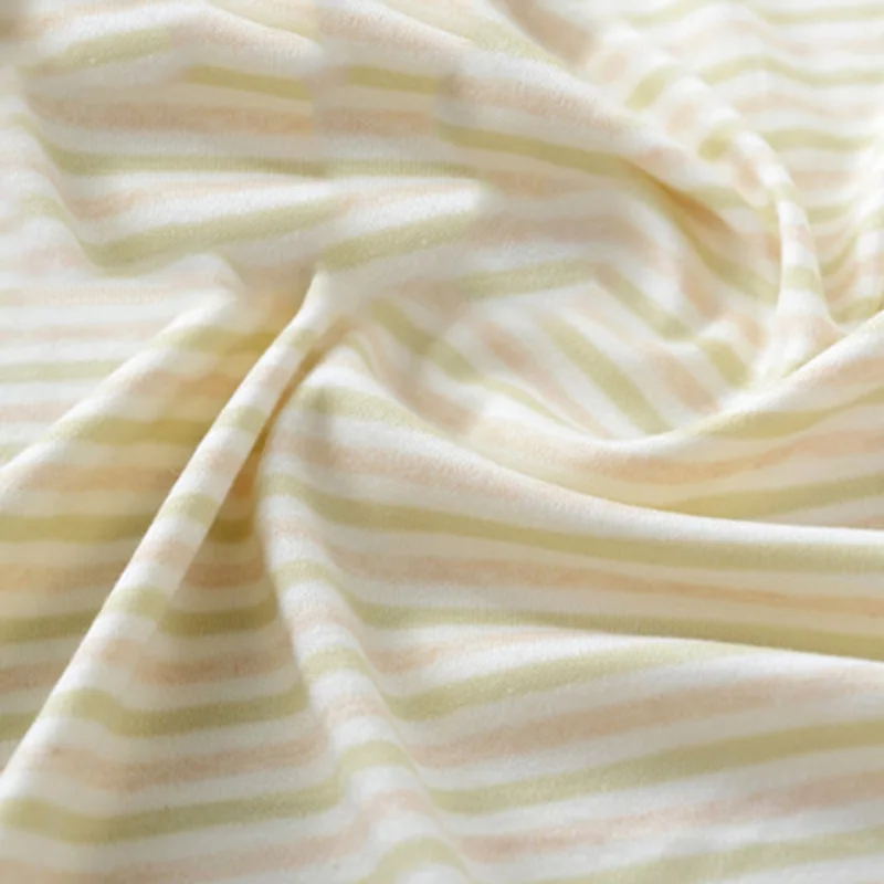 Half Meter Organic Pure Cotton Natural Colored Cotton Stripe Infant Baby Knitted Fabric A Grade Screw Thread Jersey Cloth T1130