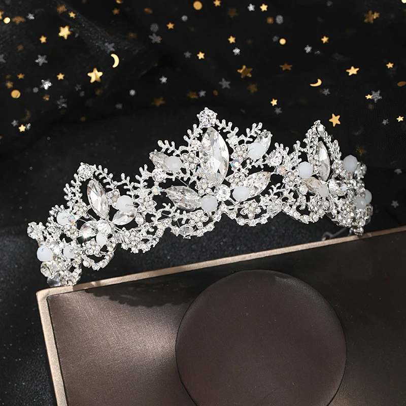 Bridal Tiara Wedding Hair Accessories For Female Silver Color Crown  Prom  Brides Diadem Ornaments Women Jewelry