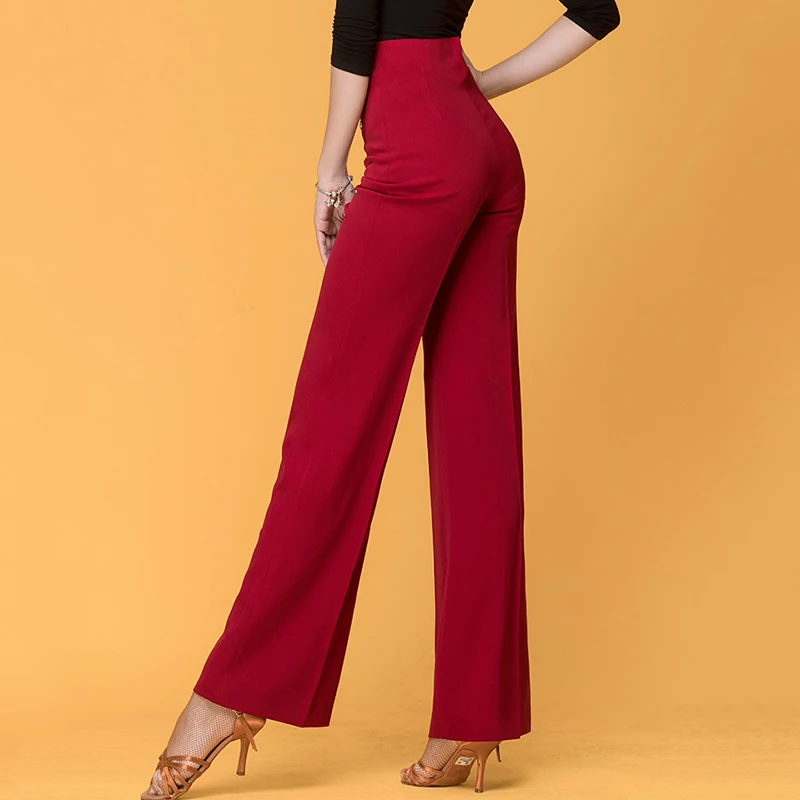 Latin Dance Pants Women High Waist Wide Leg Trousers Flamengo Salsa Tango Samba Dancing Clothes Ballroom Practice Wear in stock