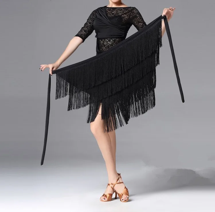 تنورة اللاتينية سيدة مهدب مثلث فستان رقص مثير تنورة واحدة تنورة الكبار فستان رقص اللاتينية زي المرأة السوداء ممارسة تنورة