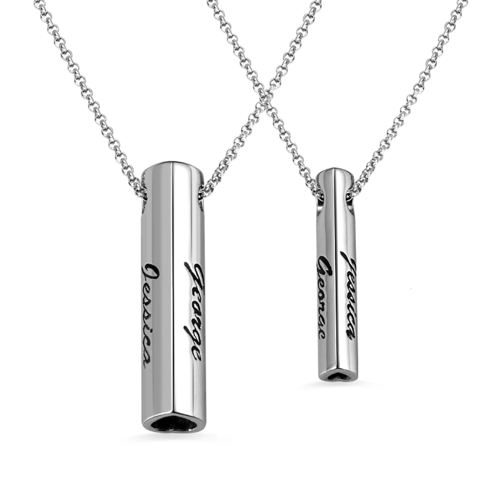 Uonney Dropshipping Couple Personalized Engraved Double Heart Bar Necklace Custom Stylish Double Bar Necklace Perfect Gift