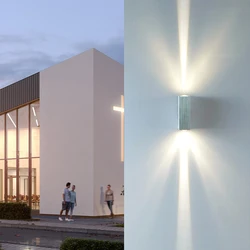Lámpara LED de pared impermeable para interiores y exteriores, iluminación de aluminio IP65 arriba y abajo, chips Cree de 2x3W, para porche, jardín, dormitorio y baño