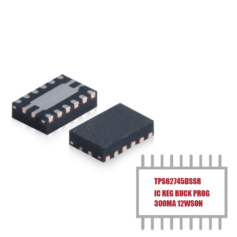 TPS62745DSSR 1 PCS Buck Switching Regulator IC Positive Programmable 1.8V 1 Output 300mA 12-WFDFN Exposed Pad in Stock