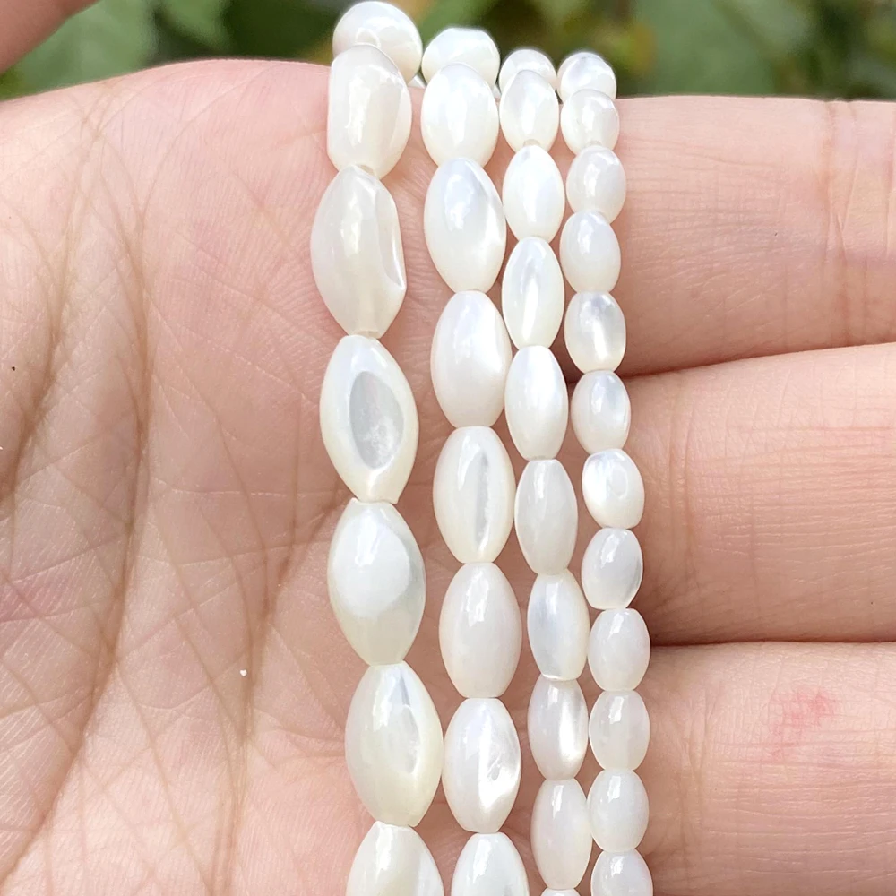 Natural White Oval Barrel Shell Mother Of Pearl Loose Spacer Beads For Jewelry Making DIY Bracelet Necklace Handmade