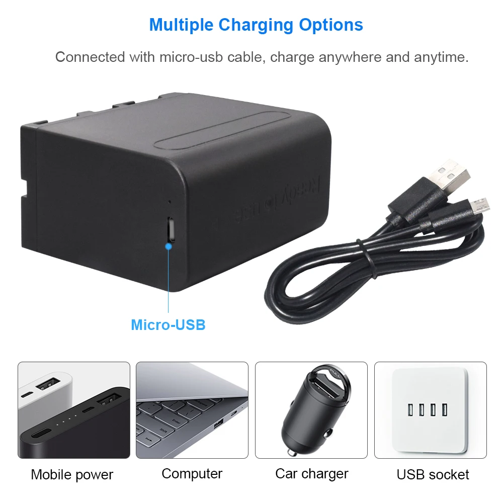 PALO-Batería con salida de carga USB, NP-F970 de 6000mAh, NP-F960, F960, F970, F550, F750, F770, MC1500C, DCR-SC100