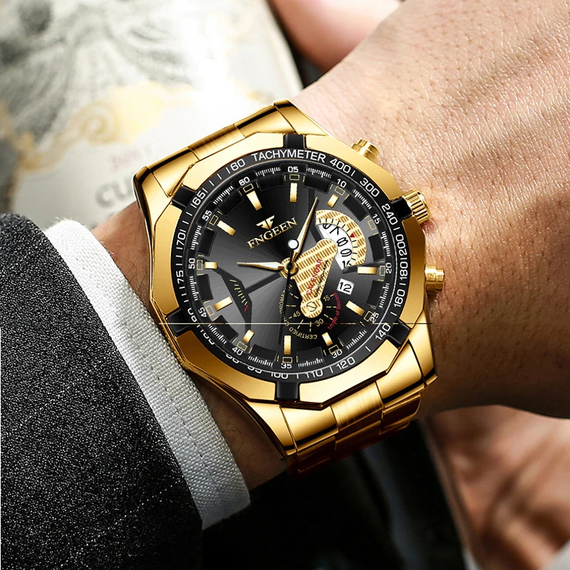 Fngeen novo conceito de relógios de quartzo moda casual esportes militares relógio de pulso relogio relogio masculino de luxo à prova d\' água s001