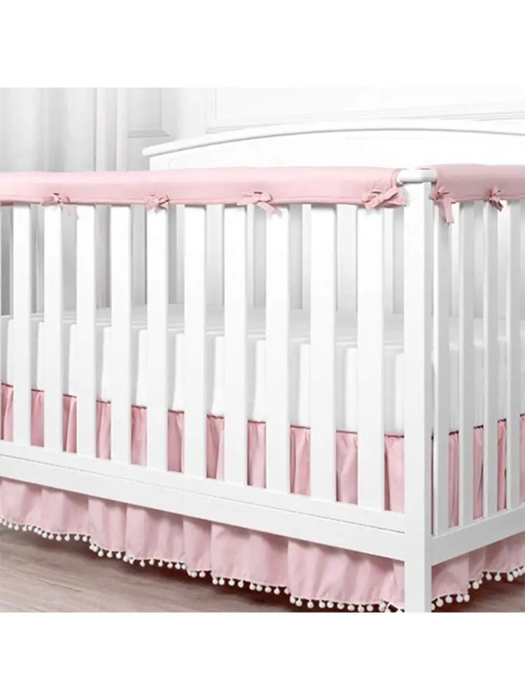 Three-piece Cotton Crib Protection Wrap Edge Baby Anti-bite Solid Color Bed Fence Guardrail Baby Care Baby Safety Products