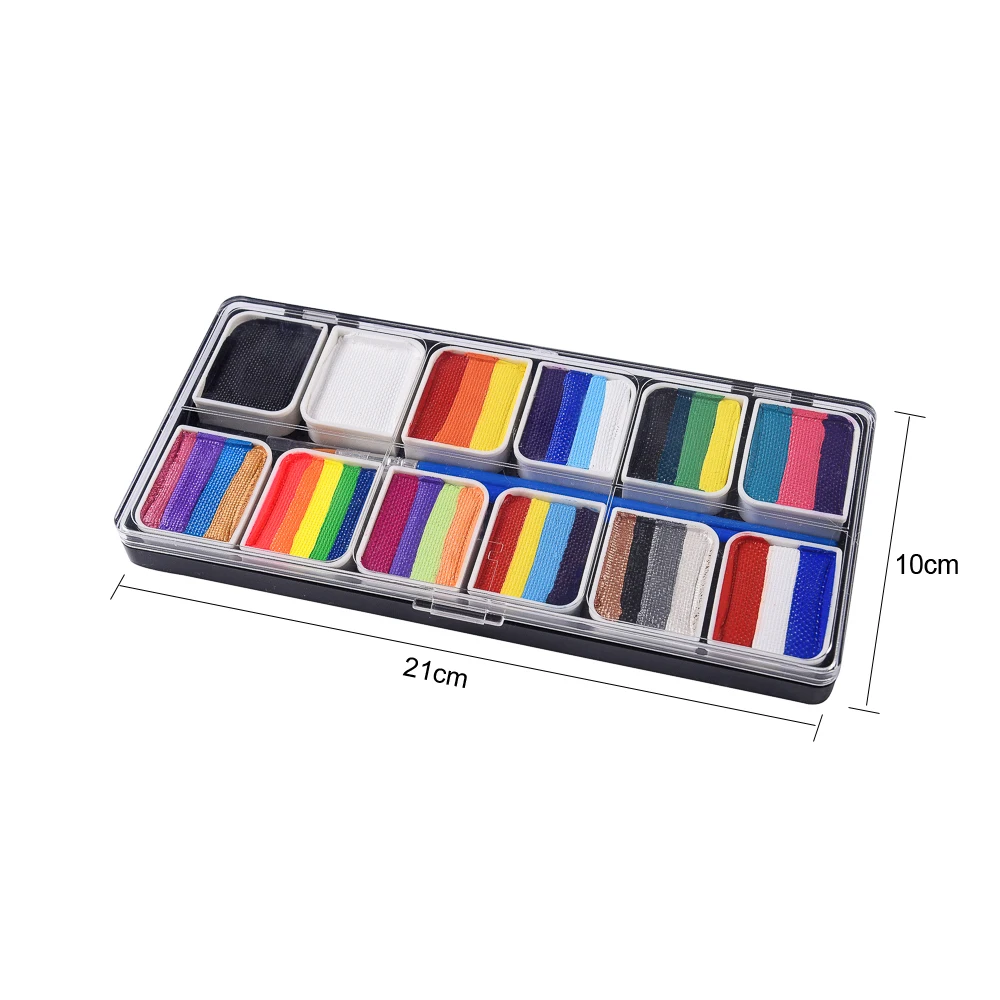 OPHIR Rainbow Water Based Face Painting Halloween Makeup Face Paint Colors Split Cakes Rainbow Makeup Palette RT012A