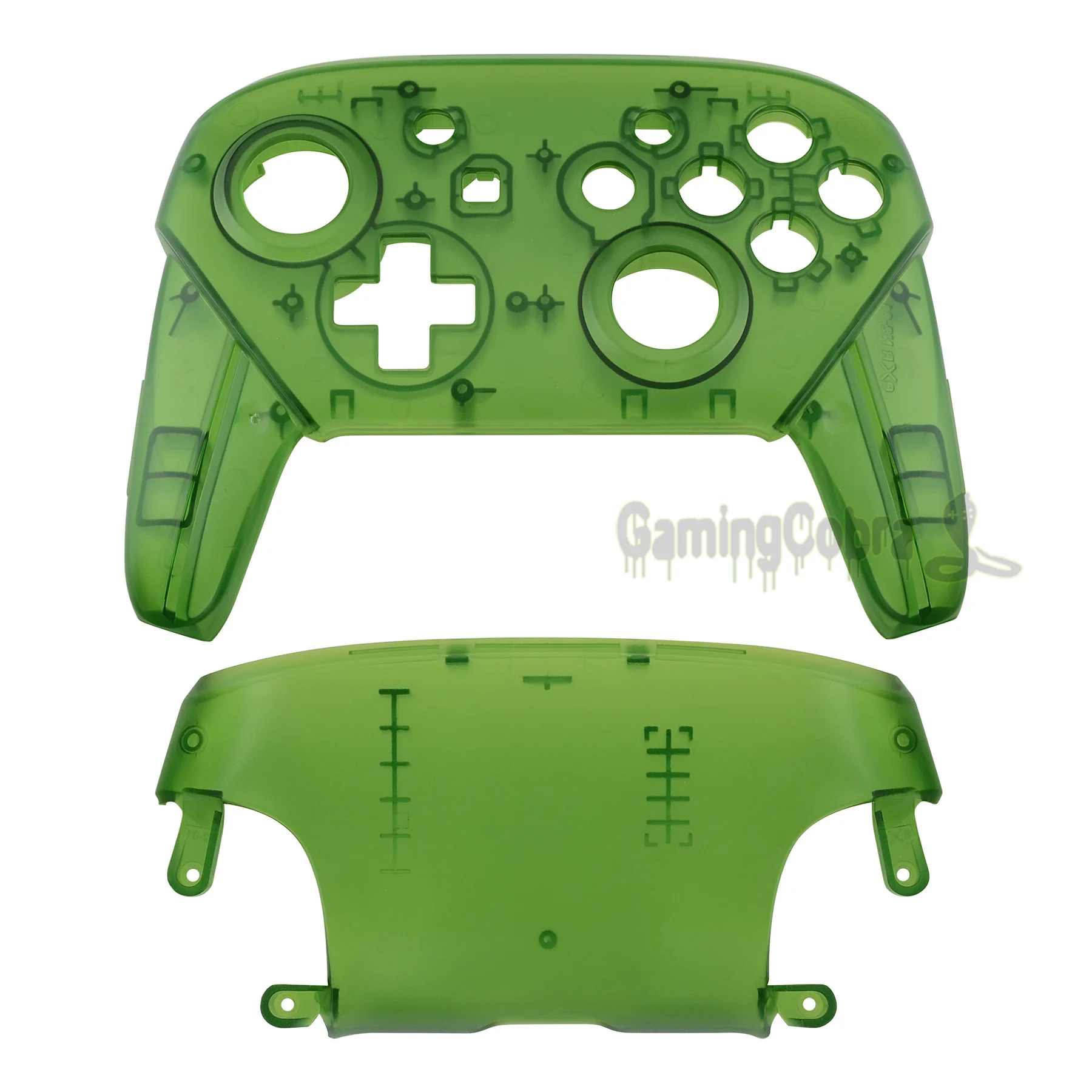 eXtremeRate Transparent Clear Green Faceplate and Backplate Shell Housing Fix Parts + Tools for NS Pro Controller