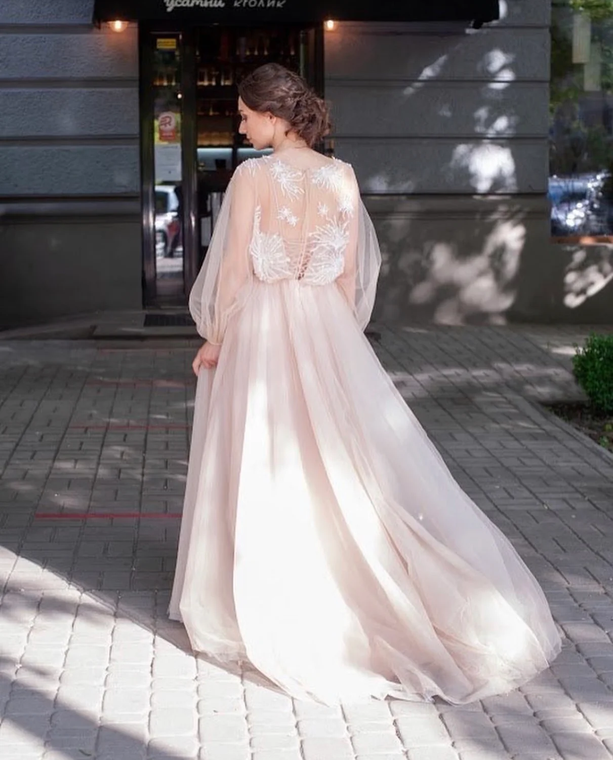 Boho vestido de casamento a linha o pescoço lanterna manga ilusão tule rendas apliques lantejoulas trem varredura vestido de noiva novo personalizado