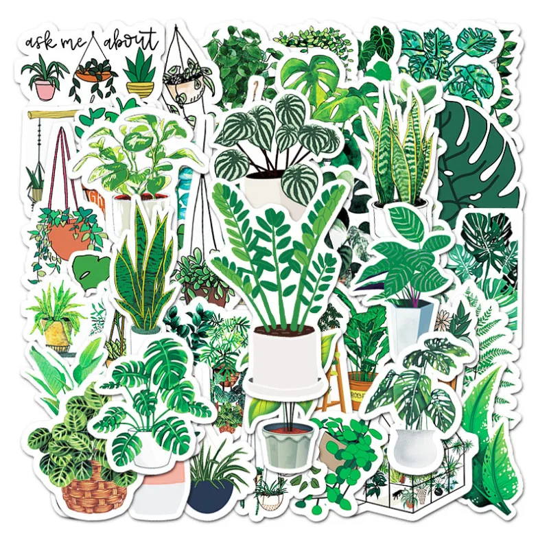 

10/30/50pcs New Green Plants Travel Suitcase Diy Car Bike Phone Guitar Laptop Luggage Cute Kids Girl Toys Classic Stickers