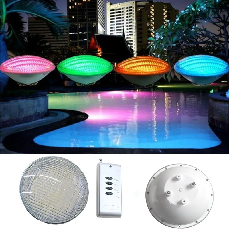 lampada conduzida para a piscina luz subaquatica ip68 impermeavel 12v 54w rgb encaixado com controlo a distancia 01