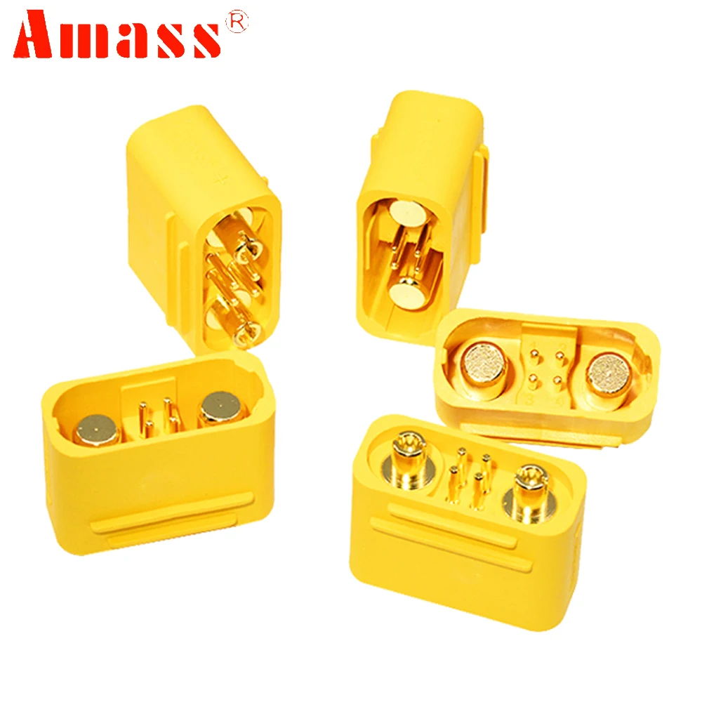 1Pcs Amass AS150UPB-M ชายปลั๊ก DC50V 70A-140A ทองเหลืองชุบทองขั้วต่อสัญญาณ Pin สูงสำหรับ RC Lipo มอเตอร์ ESC