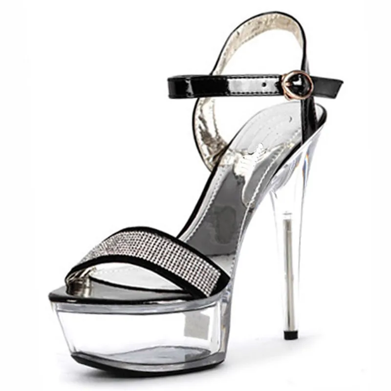 

Manufacturers of 15 cm high heels nightclub crystal sandals ultrafine with small size of the shoes