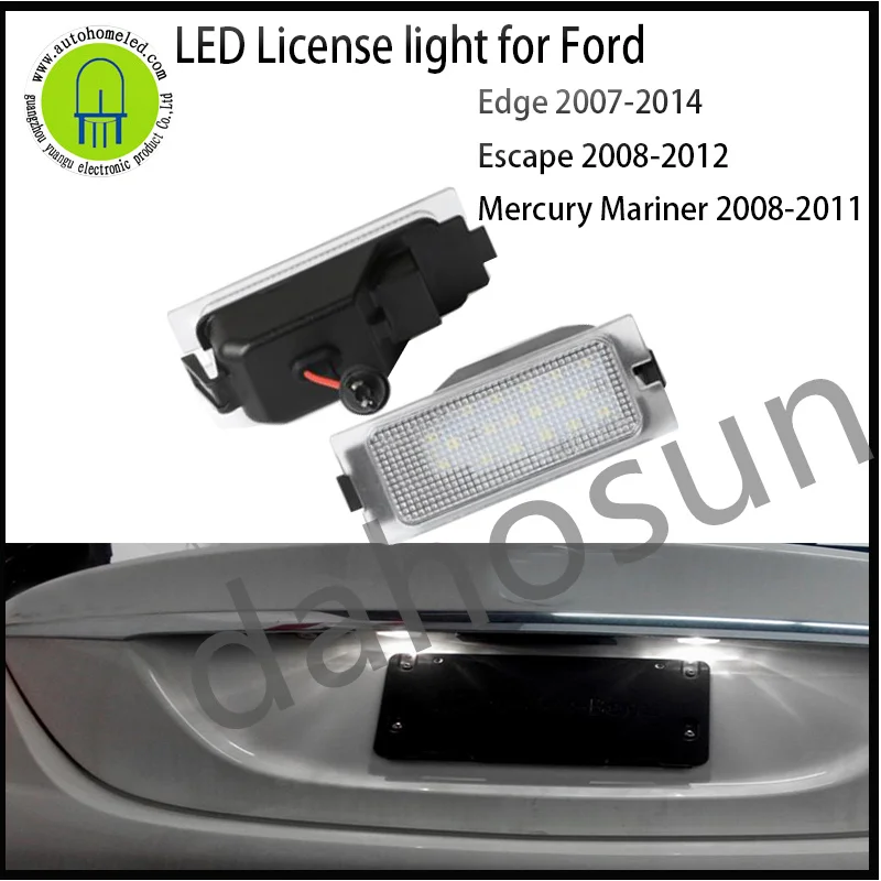 

2Pcs Dahosun Car Rear White LED License Plate Light Error Free Number Plate Lamp For Ford Edge Escape Mercury