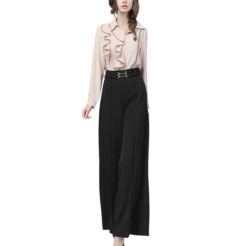 Fashion Wide Leg Pants Women 2021 Spring And Autumn New High Waist Drape Casual Loose Straight Thin Long Trousers Office Clothes