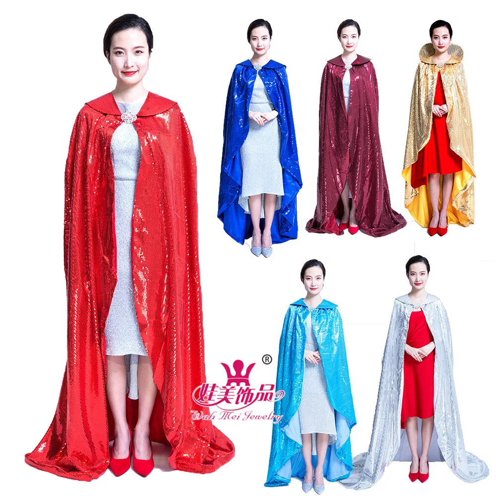 

Adult Halloween sequined long cloak costume to participate in the beauty pageant prom or any performance sequin 160 cm cloak dif