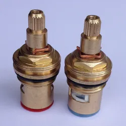 Válvula de grifo de disco de cerámica de latón de repuesto, cartuchos de giro de un cuarto, inserto de glándula, accesorio de grifo de baño de 20 dientes, 1/2 