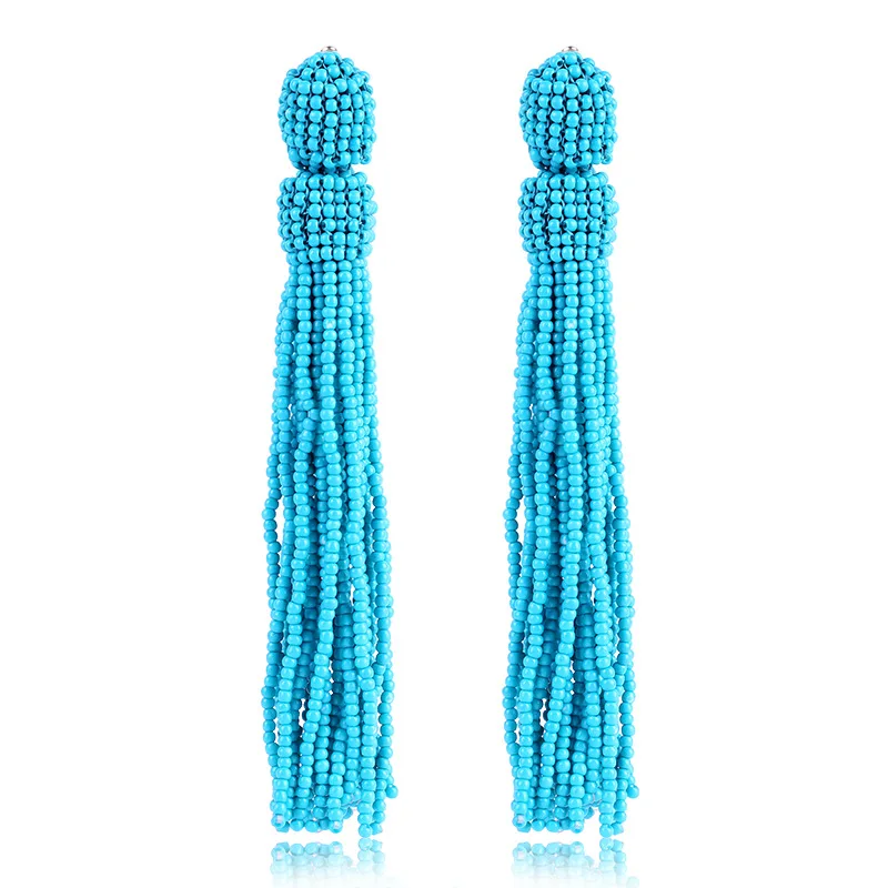 Bohemian yellow Multicolor Beads Tassel Earrings For Women Handmade Boho Ear Vintage Jewelry Long Big Statement Earrings  gift