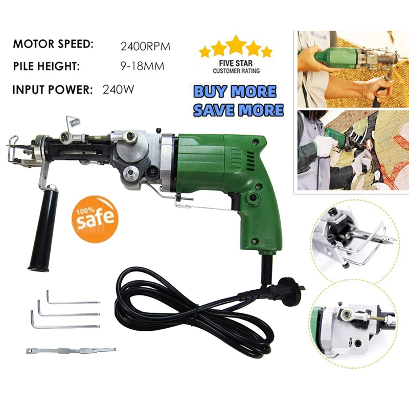 Electric Carpet Tufting Gun Weaving Machine Flocking Device Embroidery Tool Cut-Pile Loop Pile Knitting Equipment for Xmas