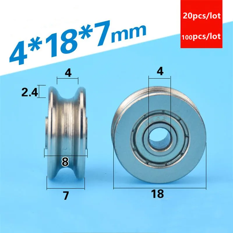 

U groove deep groove ball bearing 4*18*7mm 624ZZ 624 bearing steel guide wheel roller pulley 4x18x7 mm