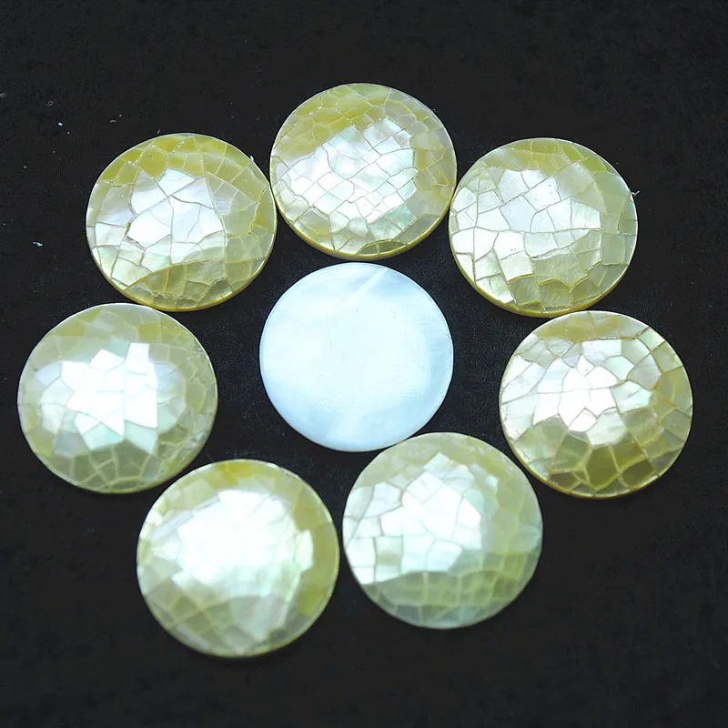 

5PCS Nature Shell Beads Cabochons Abalone Pearl Round Shape Size 16MM White Colors Craft Making Findings