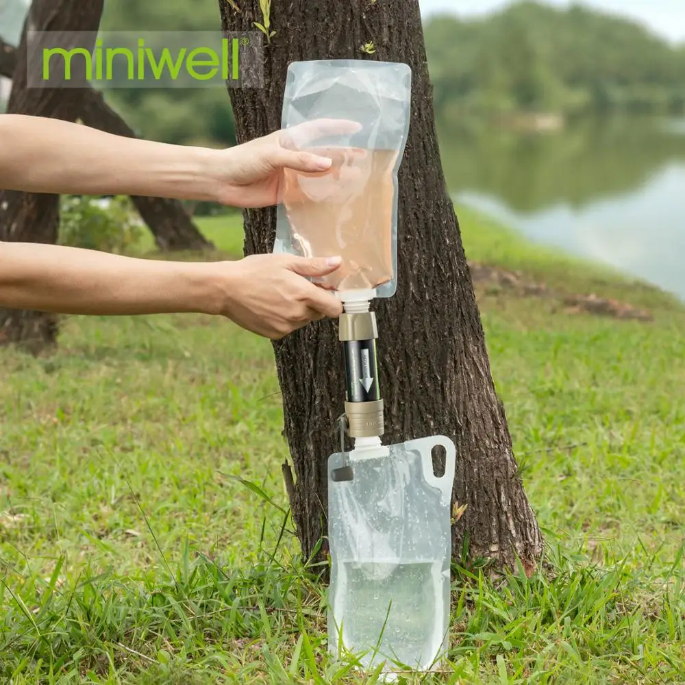 Imagem -03 - Miniwell L630 Kit de Sobrevivência Filtro Água ao ar Livre Portátil com Bolsa para Acampar Caminhadas & Viajar