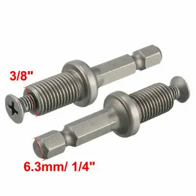 Bộ 2 Mũi Khoan Chuck 3/8 "Lục Giác Adapter W Khóa Vít cho Makita Bosch Tác Động Điều Khiển