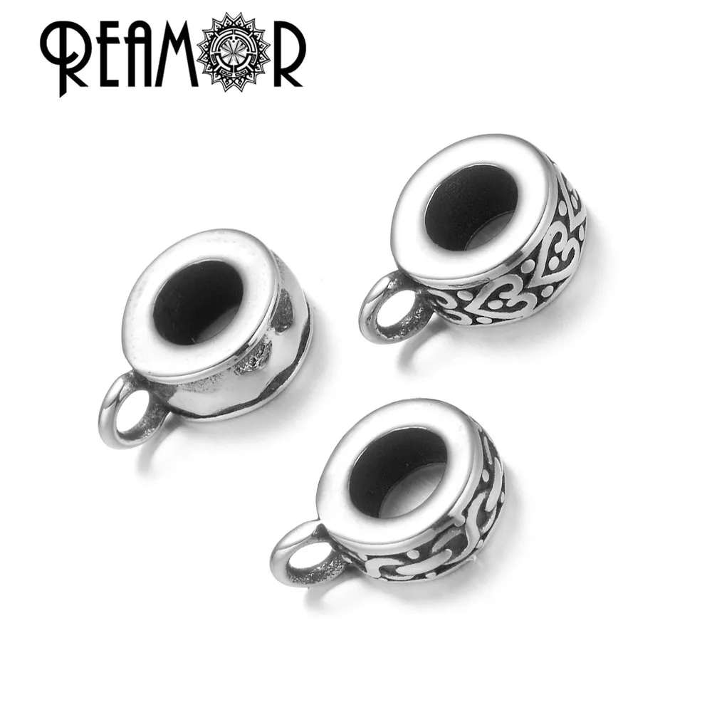 

REAMOR Stainless Steel Infinity Totem Symbol Heart Pandent Spacer Charm European Style Beads For DIY Bracelet Jewelry Findings