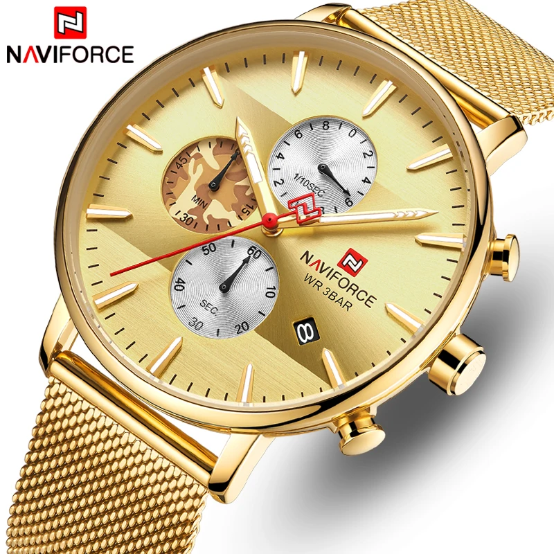 NAVIFORCE Top Mens Watches Brand Luxury Fashion Quartz Men Watch Waterproof Sports Steel Military Wrist Watch Relogio Masculino