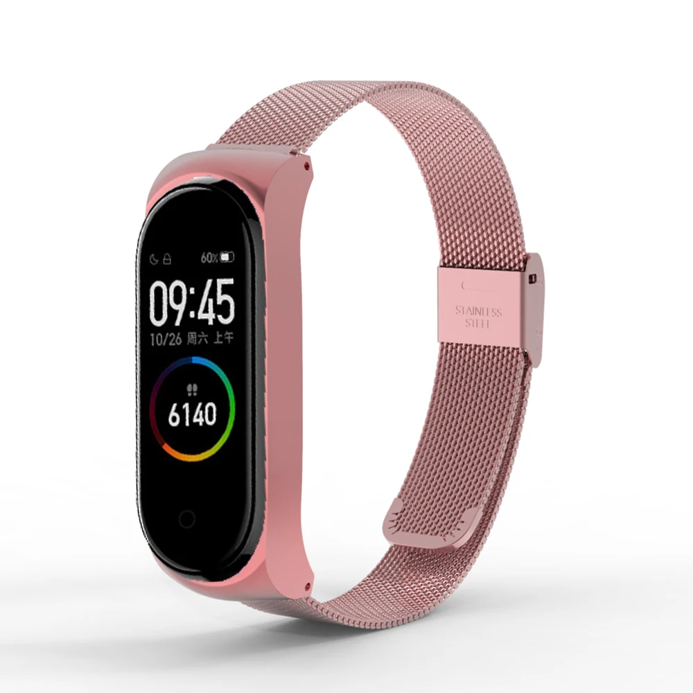 Correa de acero inoxidable para xiaomi Mi band 3/4/5/6/7, pulsera milanesa de Metal, 567