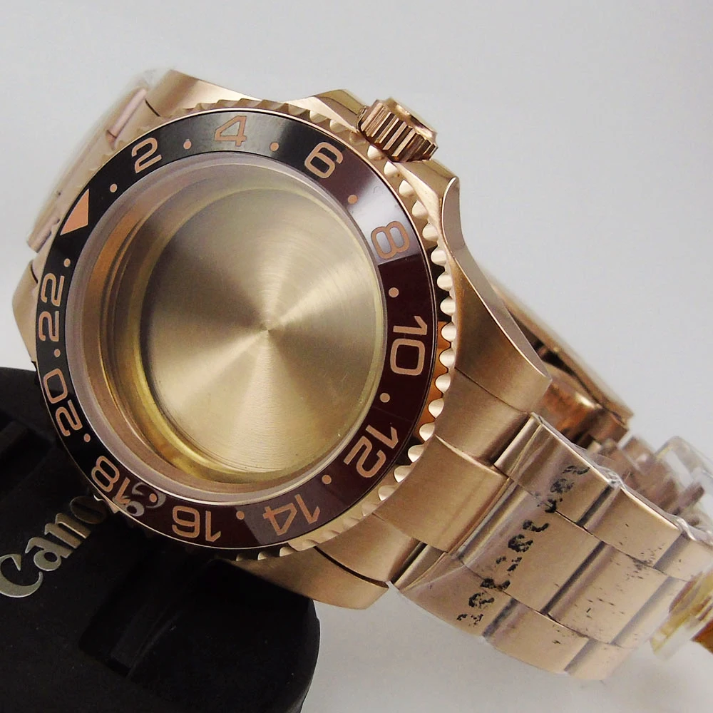 40mm Rose Gold Plated Watch Case Fit ETA 2836 MIYOTA 8215  mingzhu 3804 NH35A NH36A Automatic Movement