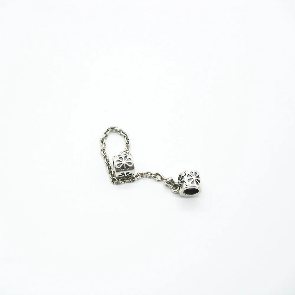 100% 925 Sterling Silver Screw Lock Safety Chain Charm Beads, DIY Thread Jewelry Fits European Pandora Bracelet Necklace