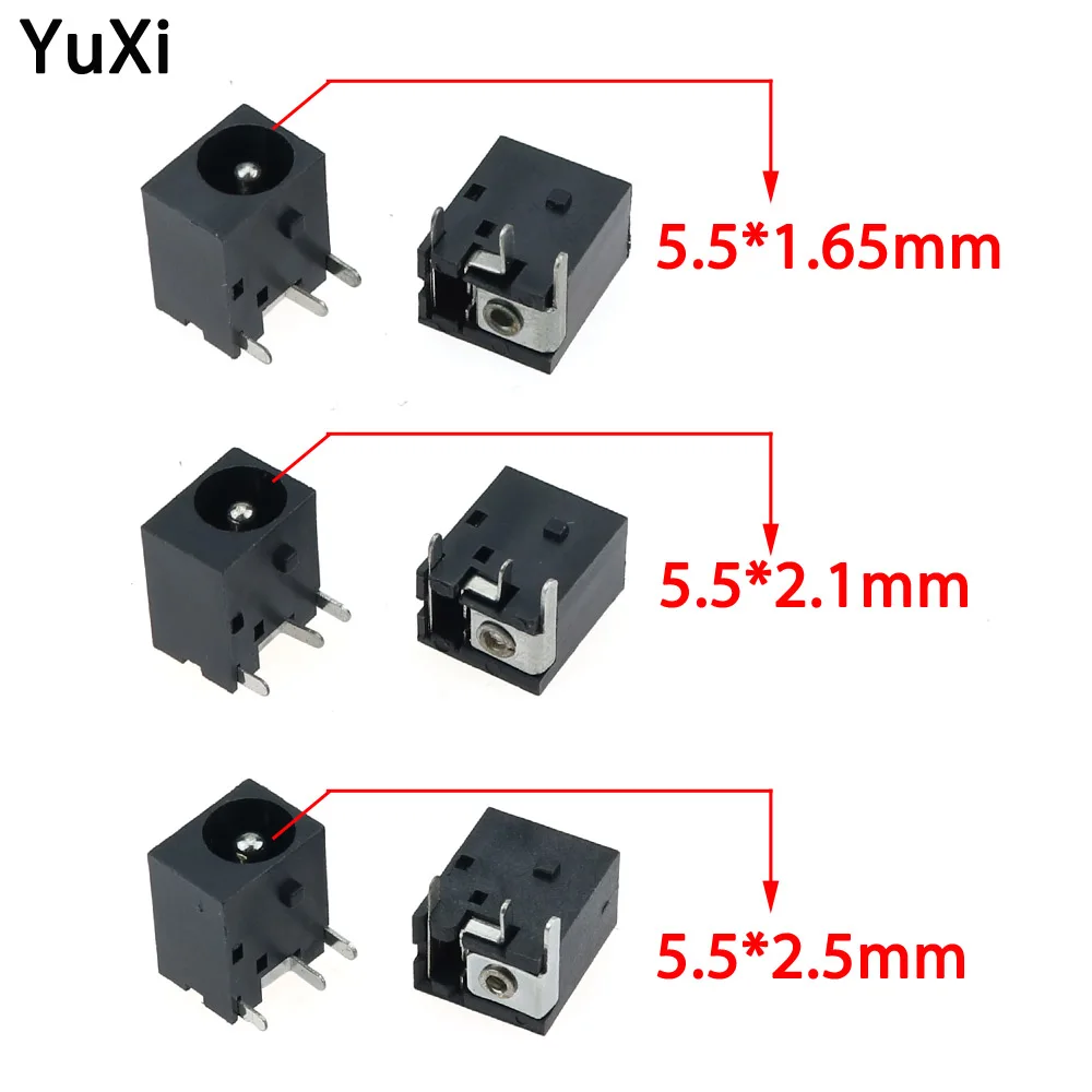 10pcs 5.5x 1.65 / 2.1 / 2.5 mm DC Power Jack Socket Connector 3-Pin PCB Panel Mount Plug Dock For Router Electronic Toys Etc.