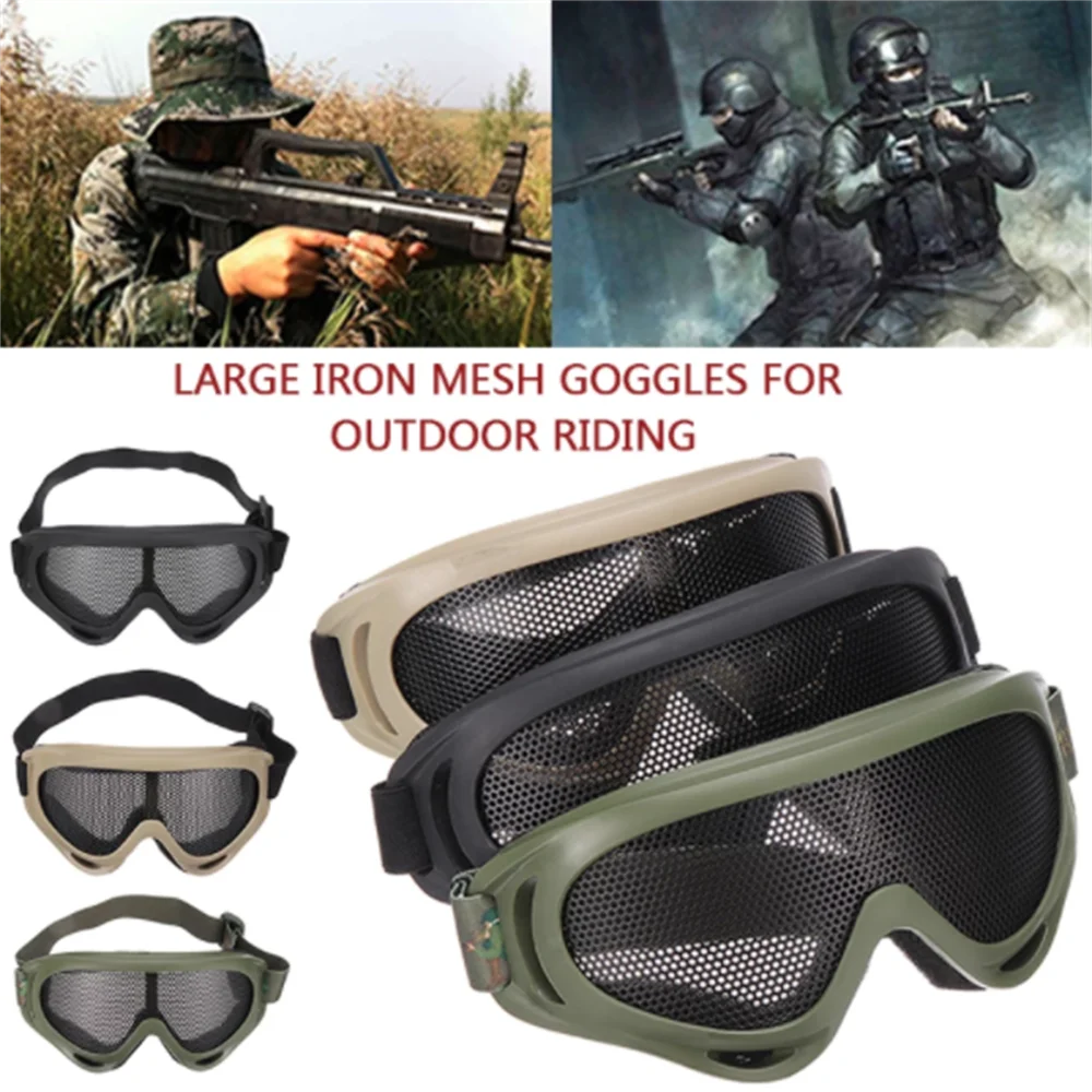 

Tactical Airsoft Hunting Metal Mesh Lens Goggle Sports Safety Eyewear CS Game Goggles Anti-Impact Glasses Military Fan Equipment