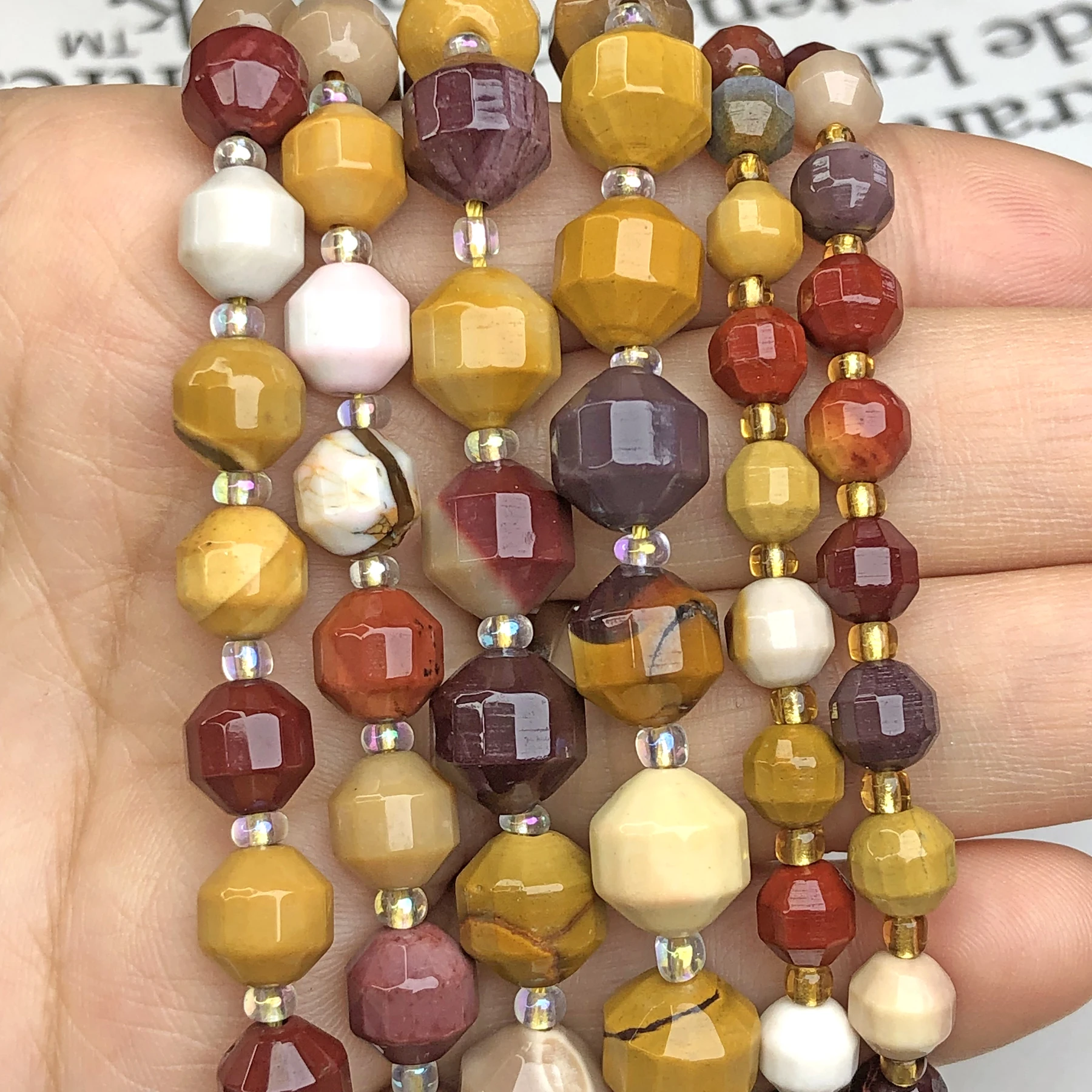 Natural Faceted Mookaite Egg Yolk Stone Gem Round Loose Spacer Beads For Jewelry Making Handmade DIY Woman Bracelet 6/8/10mm