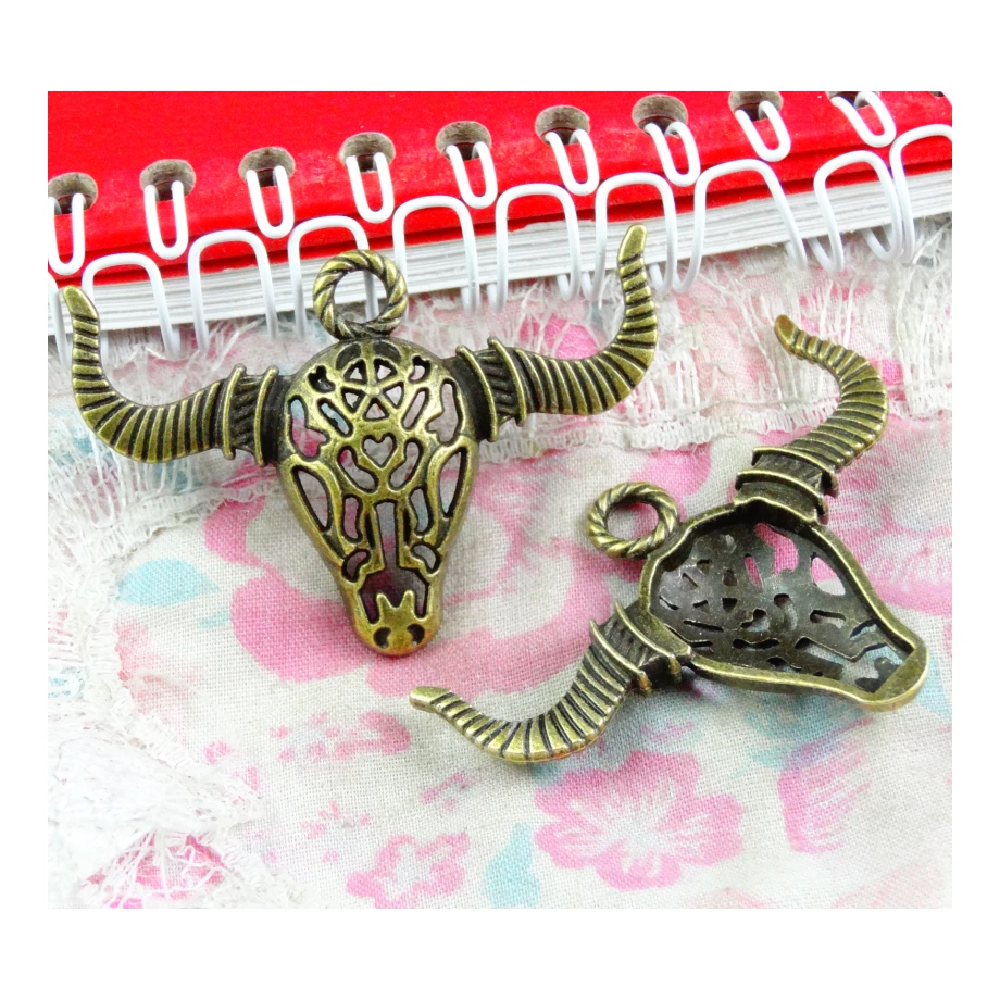 

15pcs Charms Hollow Bull Ox Head 49.2*34.7MM Antique Making Pendant fit,Vintage Bronze color,DIY Handmade Jewelry