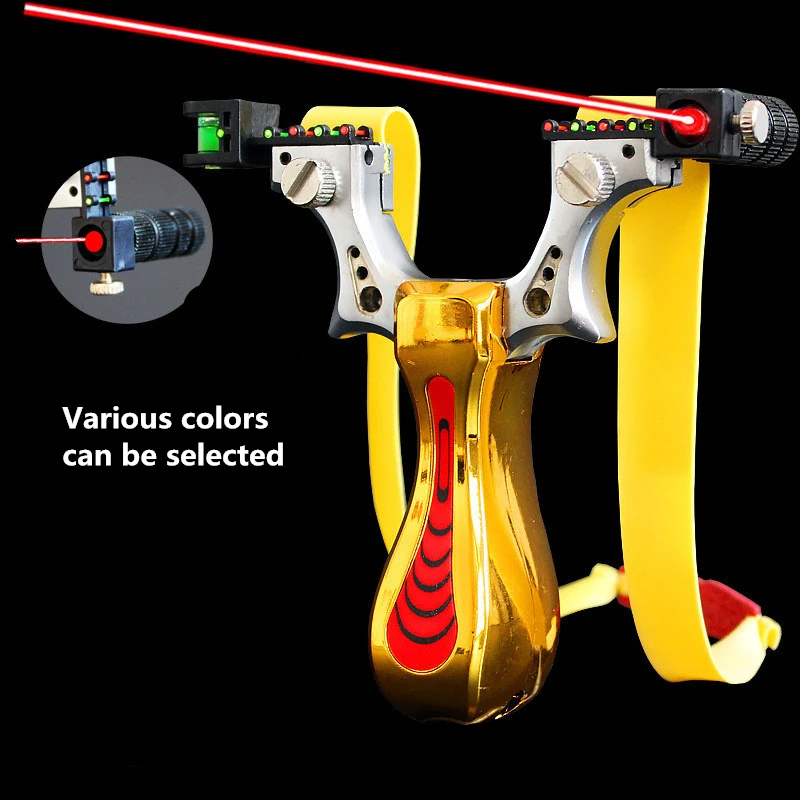 Outdoor Hunting Competitive Slingshot Alloy Rubber Band Slingshot Outdoor Competitive Laser With Light Sight  Toys For Boys