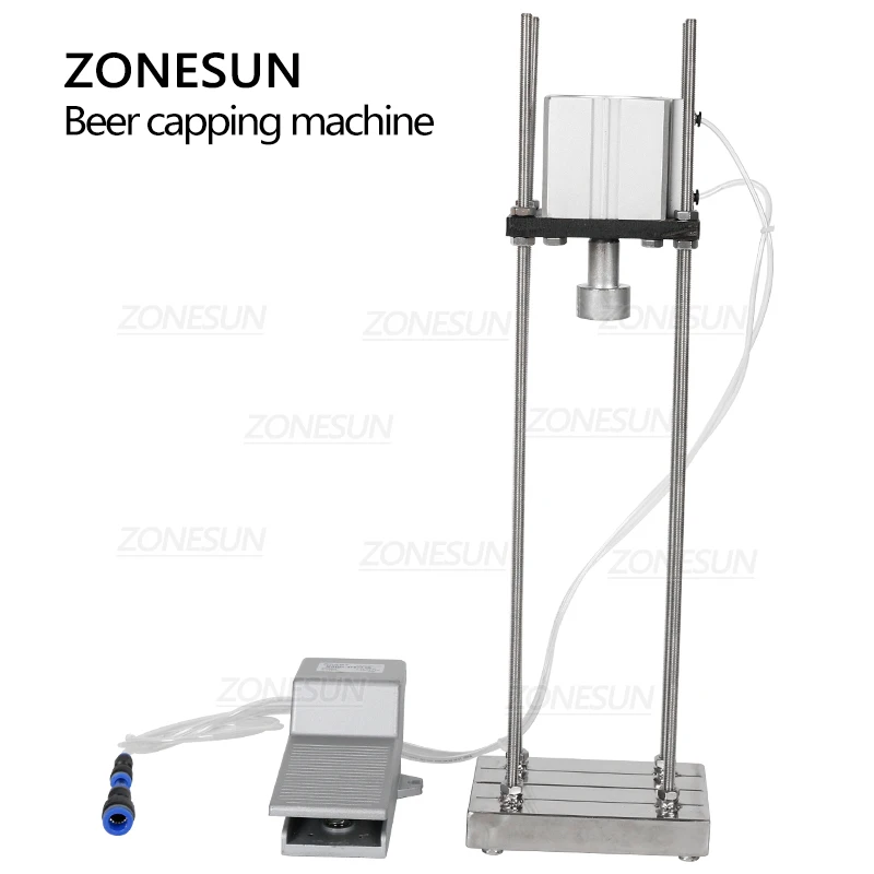 ZONESUN Pneumatic Semi-Automatic Beer Juice Soy Milk Drink Glass Bottle Cap Screwing Capping Machine