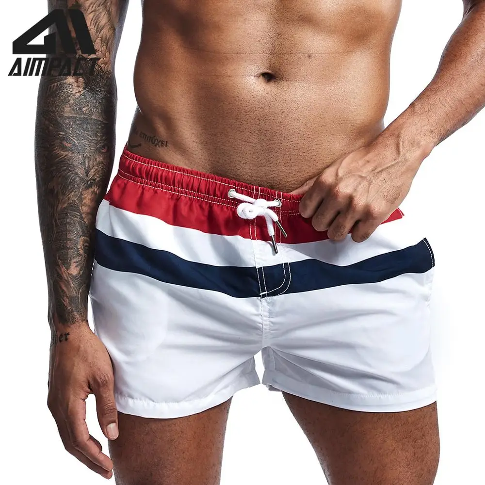 

Fashion New Men's Board Shorts Fast Dry Male Swim Trunks Striped Casual Sport Surf Beachwear Hybird Shorts AM2212