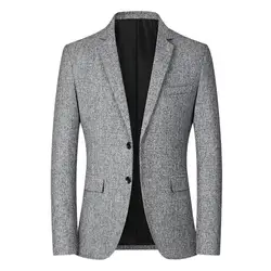 Men Blazer Solid Color Single Breasted Autumn Winter Two Buttons Pockets Suit Coat for Wedding