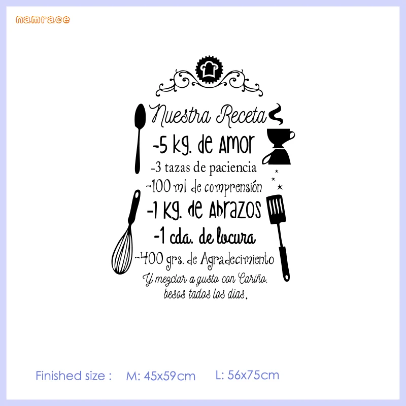 Original Inspirational Decal for Kitchen, Blue Star Gifts, Wall Sticker, Our Recipe, SP-255